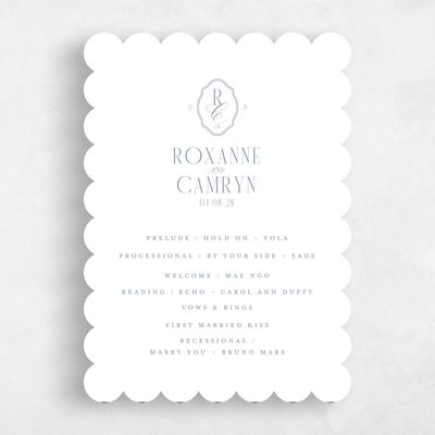 White Scalloped Wedding Program - Kotor