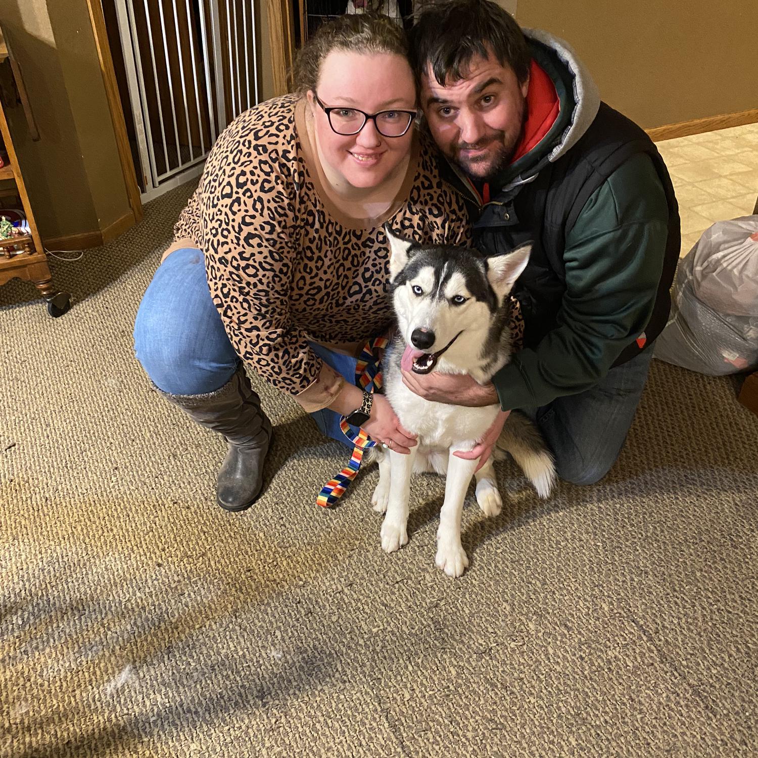 Our first ever picture with our husky Akira we adopted from the shelter!
