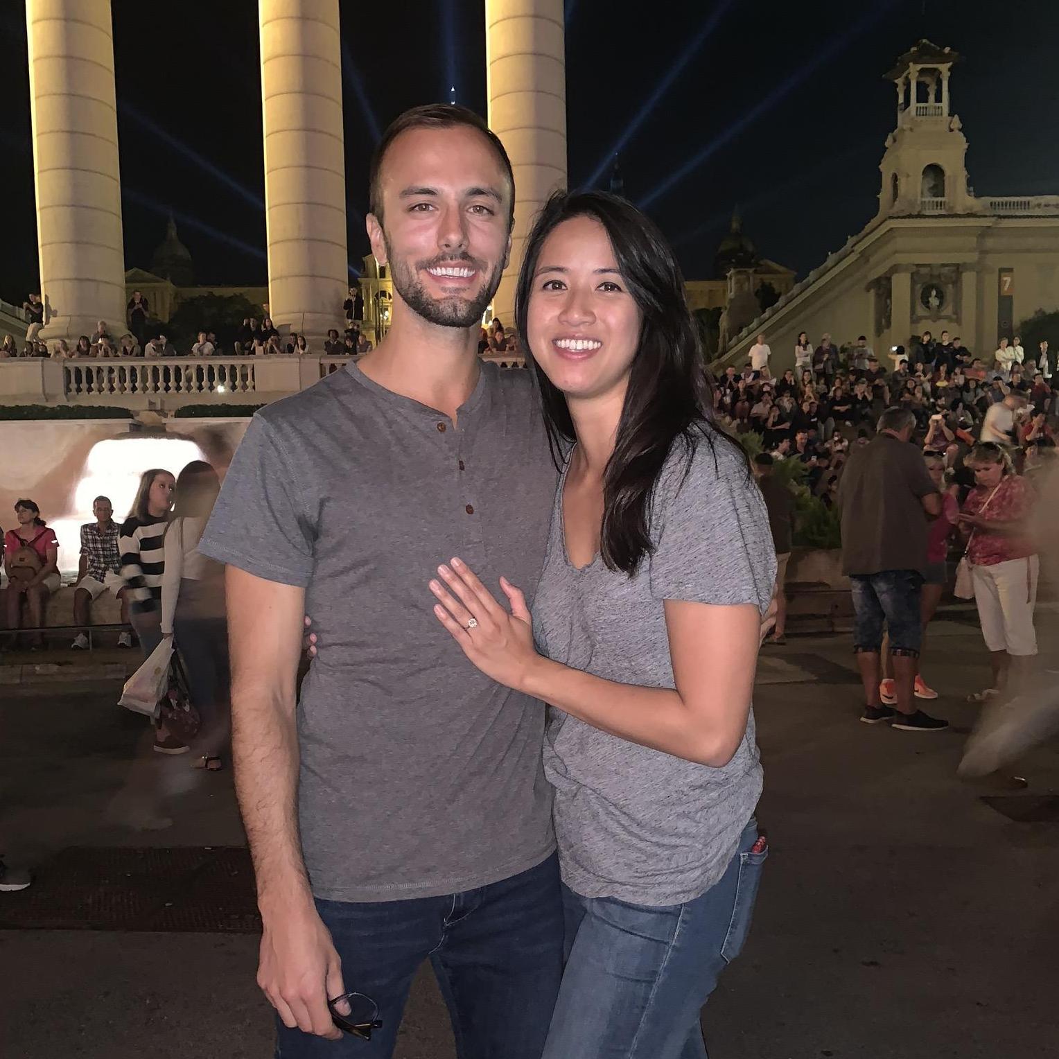This picture was taken minutes after our engagement (in Barcelona, Spain). Cindy was shocked and could not stop smiling for the rest of the night
