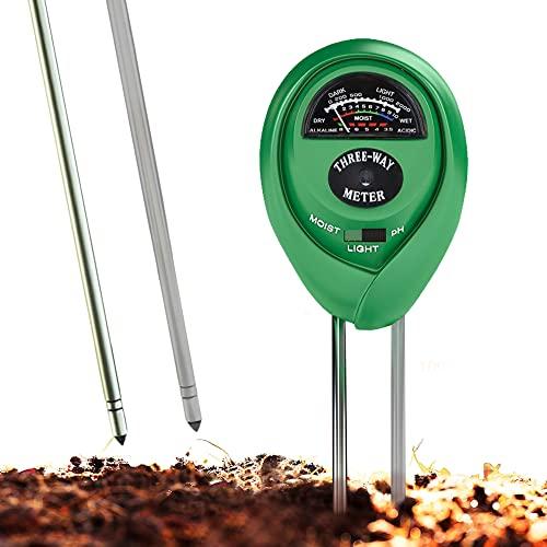 Soil pH Meter, 3-in-1 Soil Test Kit For Moisture, Light & pH, A Must Have For Home And Garden, Lawn, Farm, Plants, Herbs & Gardening Tools, Indoor/Outdoors Plant Care Soil Tester (No Battery Needed)