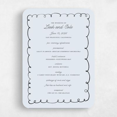 Blue Rounded Wedding Program - Colmar