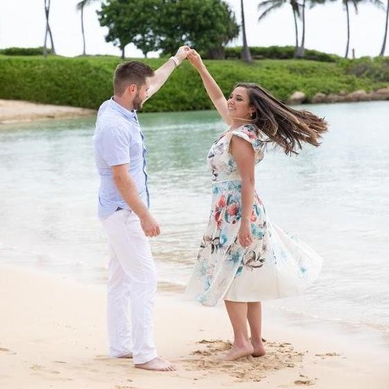 Dancing on the beach in Hawaii, where we first met.