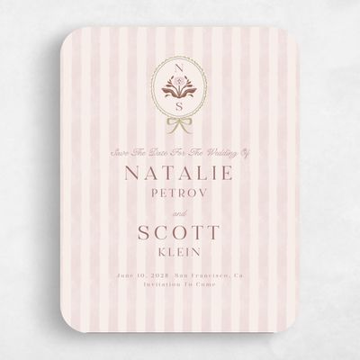 Pink Rounded Wedding Save the Date - Clematide Portrait