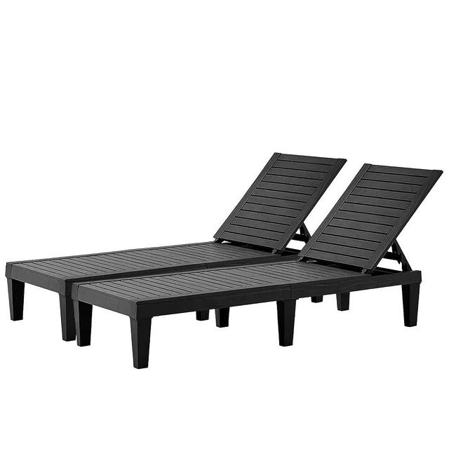 EUNHOO Chaise Lounge Outdoor,Adjustable Pool Lounge Chair with 5 Positions Backrest, Waterproof Sun Loungers for Garden Pool Beach Patio Deck Sunbathing.Black