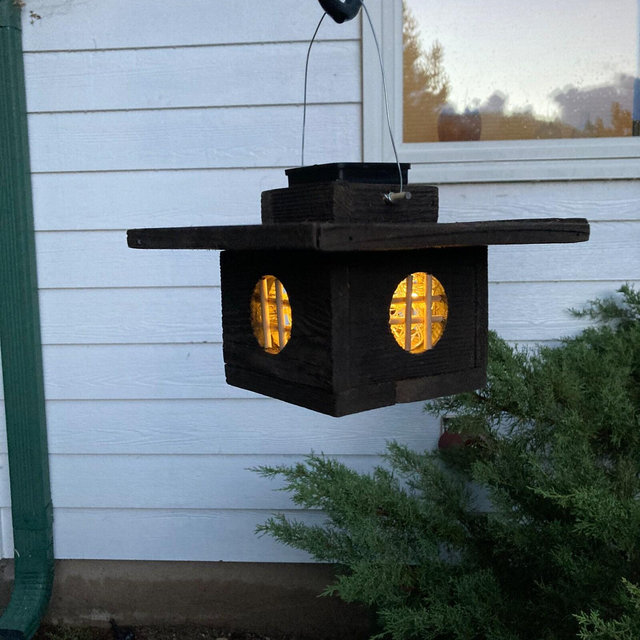 Solar lantern Japanese style garden light pagoda light hanging lantern Asian garden light wooden solar garden light