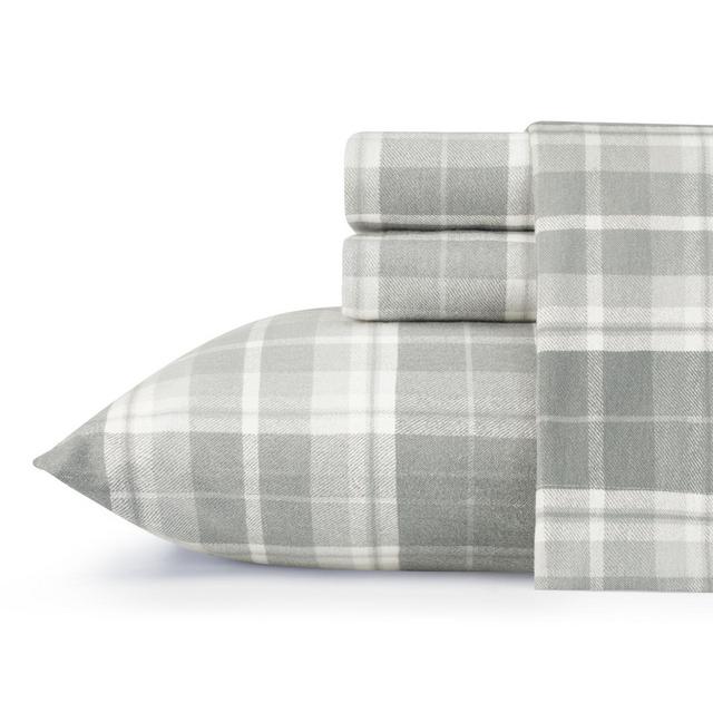 Laura Ashley™ Mulholland Flannel King Sheet Set in Grey