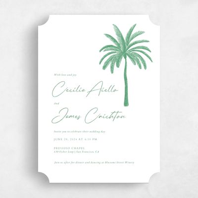 White Ticket Wedding Invitation - Seaview Portrait