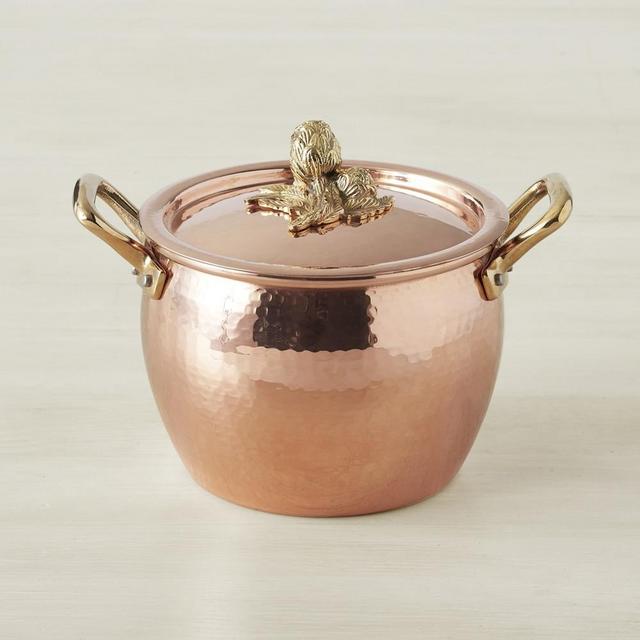 Ruffoni Historia Hammered Copper Stock Pot with Artichoke Knob, 3 1/2-Qt.