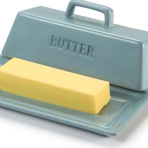 Kook Ceramic Butter Dish with Lid, Kitchen Countertop Butter Keeper, Serving Tray with Cover, Storage Container, Holds 1 Stick, Microwave and Dishwasher Safe, Casper Blue