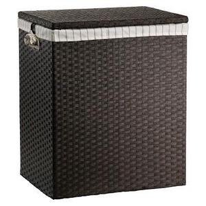 Lined Hamper Dark Brown Weave 24"x14"x20" - Threshold™