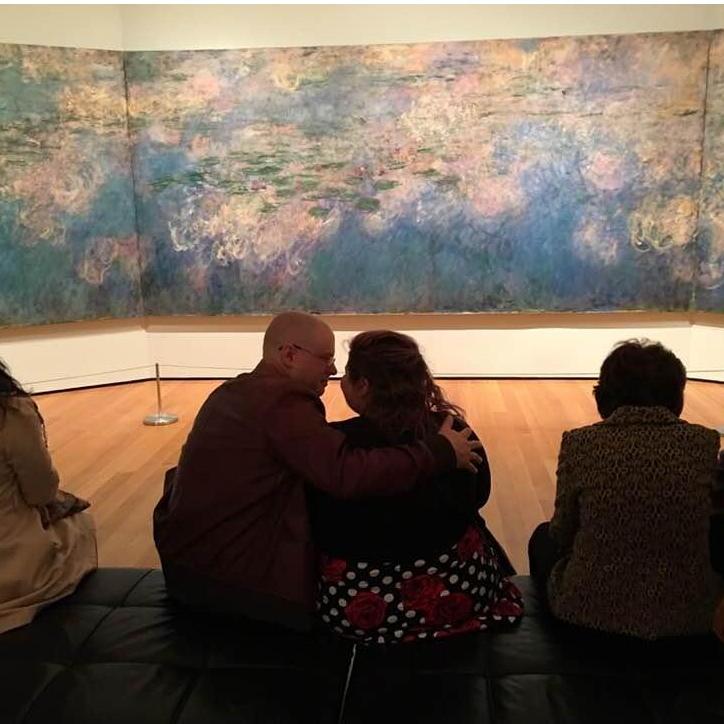 Snapped by the bride's mom right after they got engaged. October 18 2018 at the Museum of Modern Art in NYC in front of Monet's waterlilies