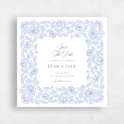 Dark Pastel Blue Wedding Save the Date - Beatrice Square