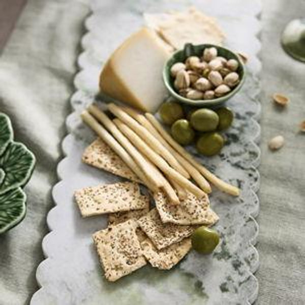 Scalloped Green Marble Serving Board