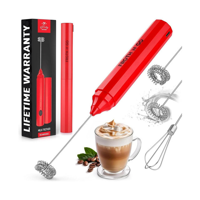 Froth N Go Rechargeable Milk Frother with Case for Lattes