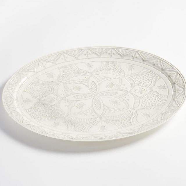 Asfi Melamine Oval Serving Platter - White