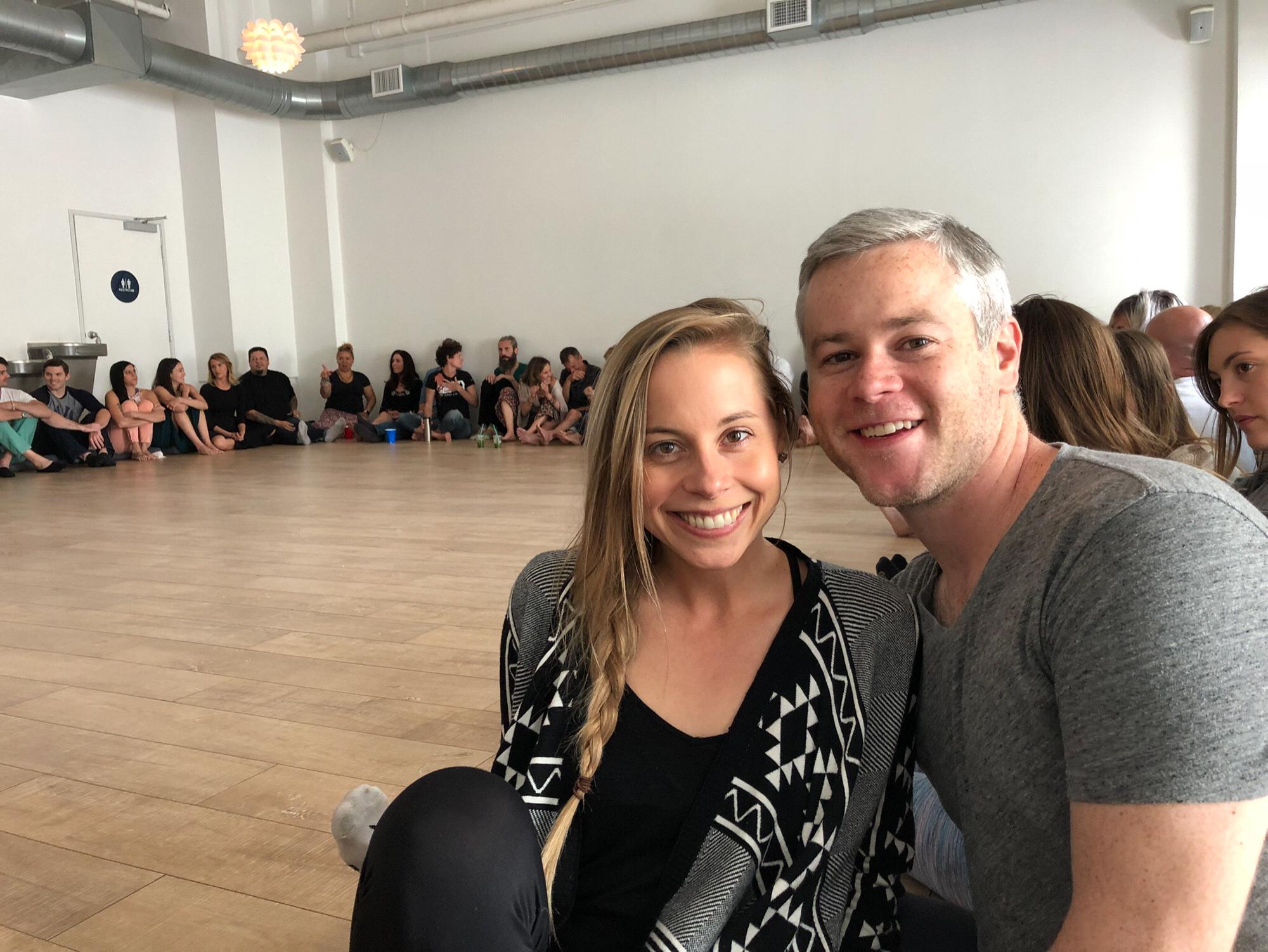 Lisa's yoga teacher training graduation, April 2018.