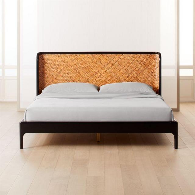 Miri Black and Rattan King Bed