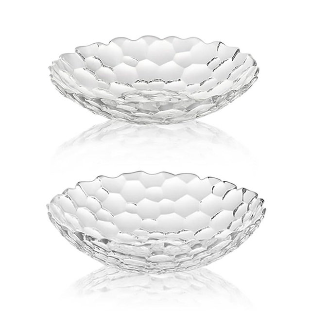 2 Pack Glass Fruit Bowl, Fruit Basket Holder, Crystal Fruit Bowl, Dessert Plate,Decorative Pedestal Bowl,for Table Décor for Home,Office, Wedding Decor, Fruit, Snack, Dessert (Large+Small,Clear)