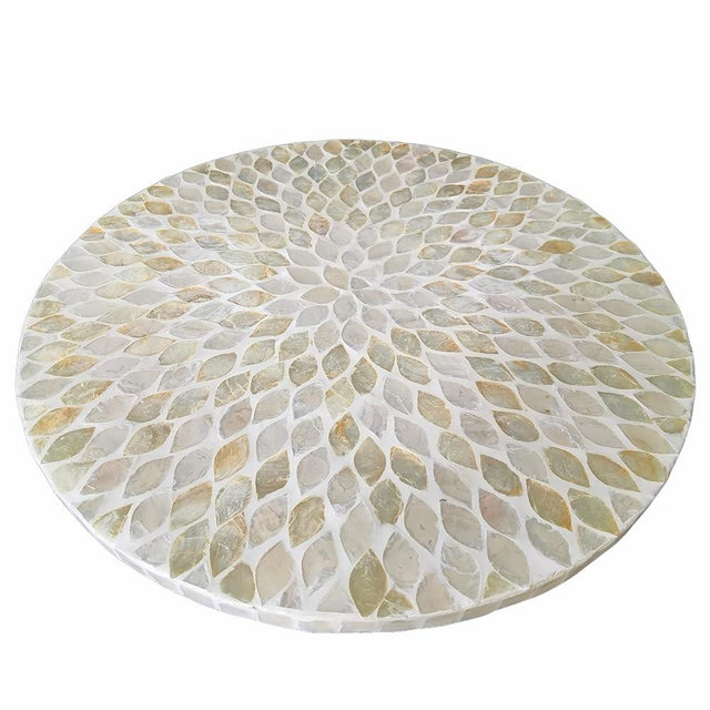 i-lan 16 Inch Mother of Pearl Lazy Susan Turnable Organizer for Table,Large Decorative Round Rotating Tray for Dining Table,Cabinet,Countertop,Kitchen and Tabletop.