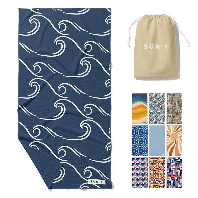 SUN'Y Microfiber Beach Towel - Quick Dry Towel, Sand Free Beach Towel, Compact Travel Beach Towel, Lightweight Beach Towel with Bag - Large Beach Towel (63” x 31.5”), Curl