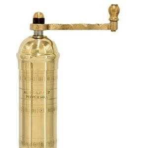 The Original Greek Pepper Mill 8 Inch Tall | European Pepper Mill Grinder with Crank Handle | Manual Pepper Grinder | Peppercorns Refillable - Brass
