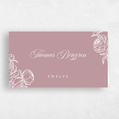 Dusty Rose, Pink Wedding Place Card - Peonia