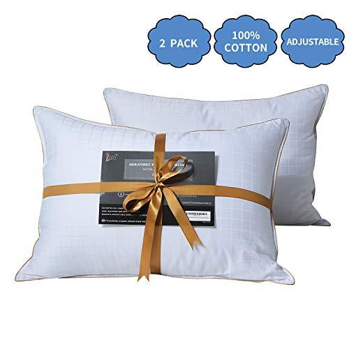 Lofe Bed Pillows for Sleeping, Standard Size, Goose Down Alternative Pillow 2 Pack, 100% Luxury Cotton Cover, Super Soft Plush Fiber Fill, Adjustable Loft, Relieve Neck Pain, for Side and Back Sleeper