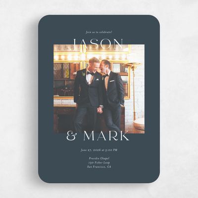 Blue Rounded Wedding Invitation - Corao Photo