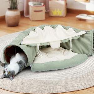 Collapsible Cat Tunnel Bed - Green