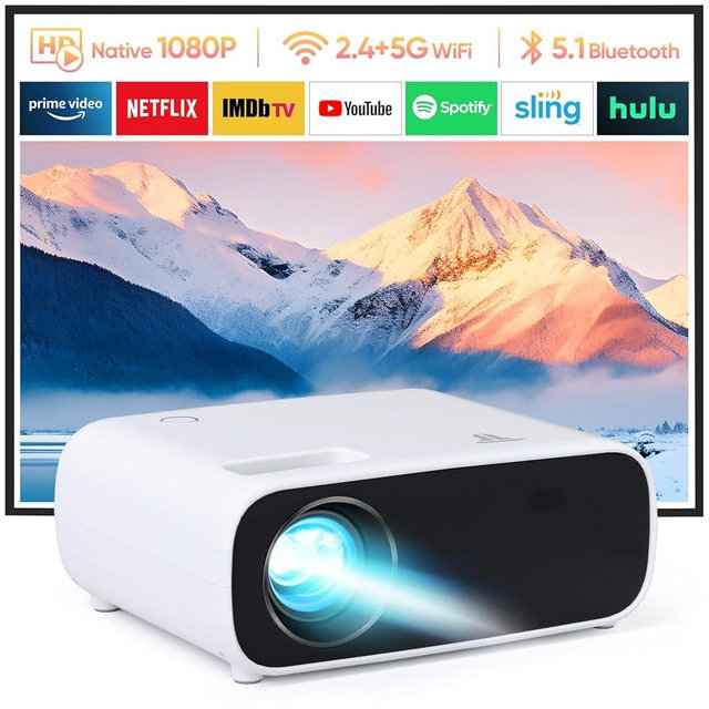 Projector with Wifi and Bluetooth, ZDK 2025 New Projector Native 1080P Full HD 4K Supported 500 ANSI Mini Portable Projector, Compatible with Android/iOS/Laptop/TV Stick/HDMI/USB/PS5