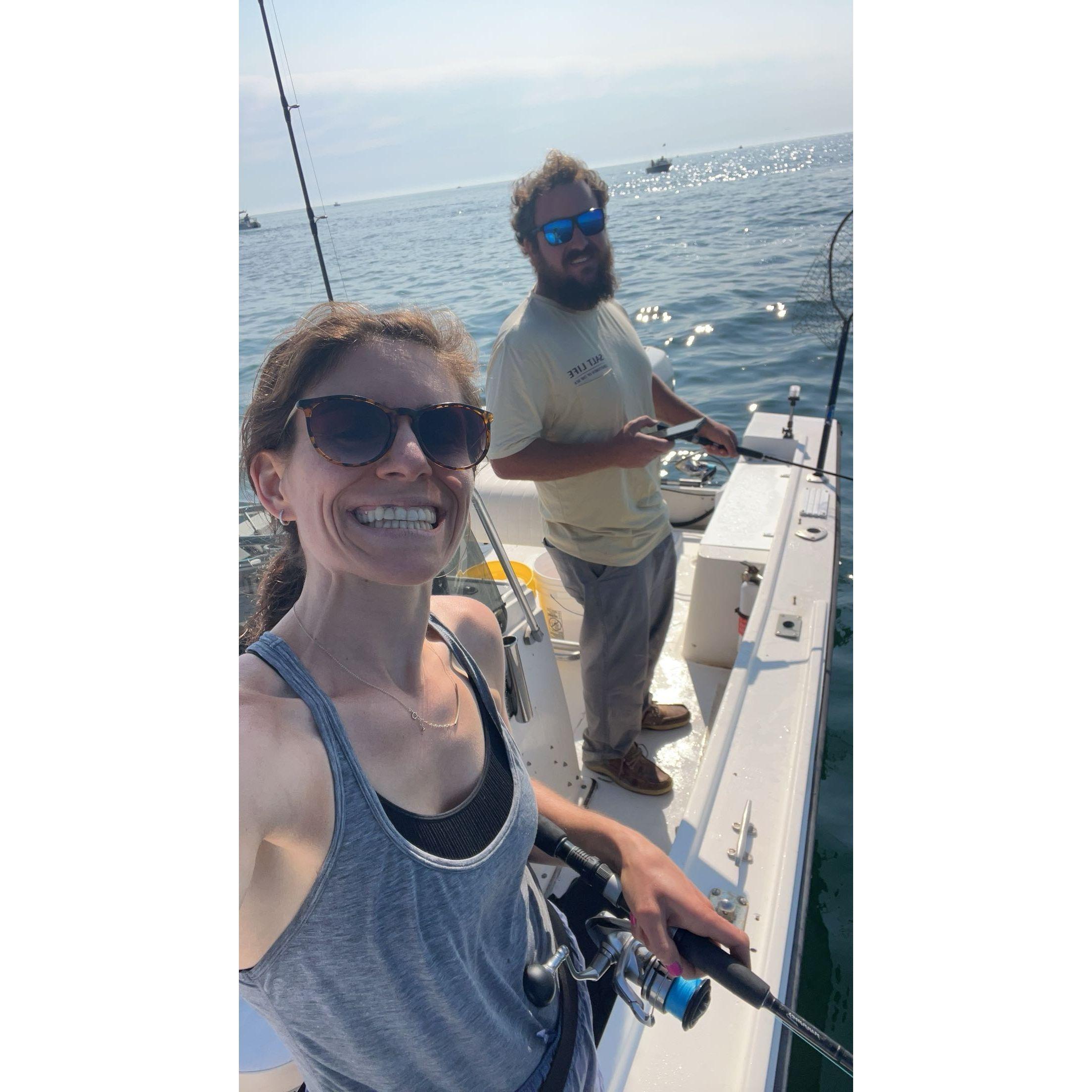Minutes before we got stuck in the ocean because the steering system broke on the boat.  We made it back by John finding a way to steer from the motor while Rachael ran the throttle first time ever!