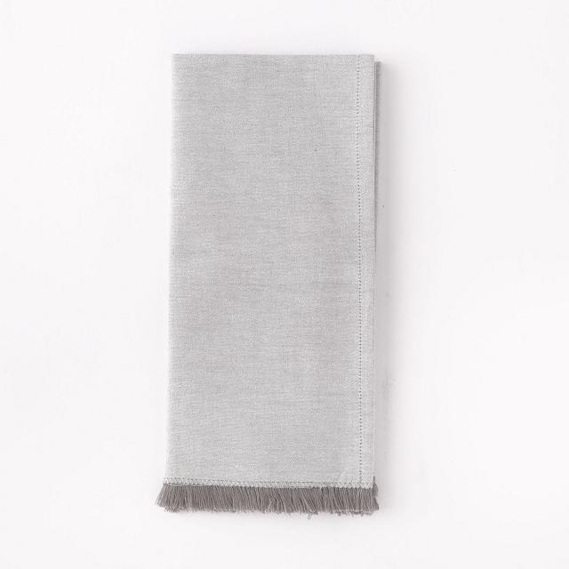 Frayed Edge Napkin, Platinum, Set of 4