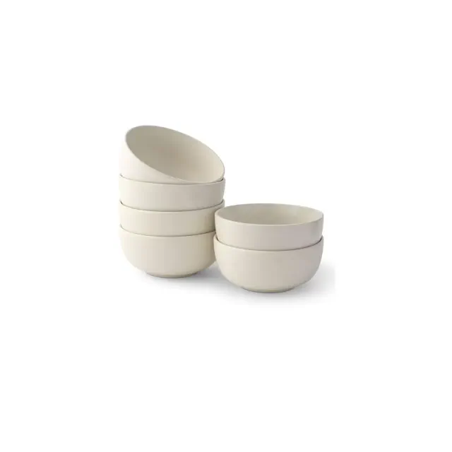 JoyJolt Mesa 6-Piece Stoneware Soup Bowls Set – 23 oz – Matte Linen