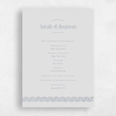 Periwinkle Gray, Grey Wedding Program - Sorsha