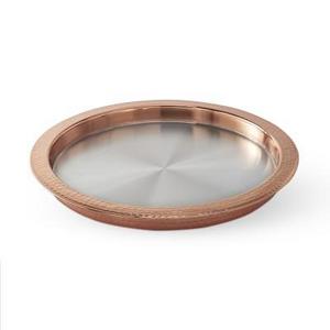 Hammered Copper Double Wall Round Tray