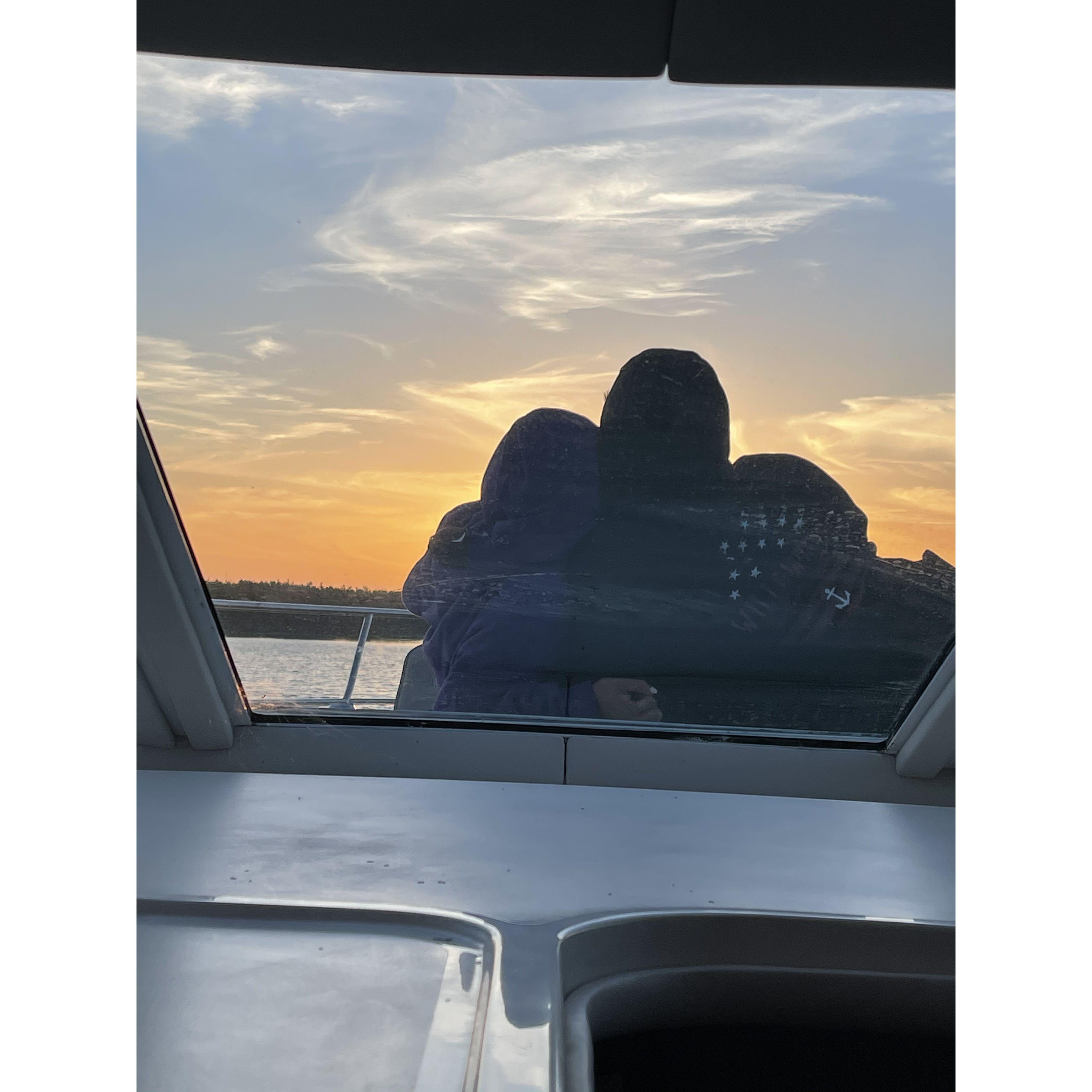 Boat sunsets together <3
