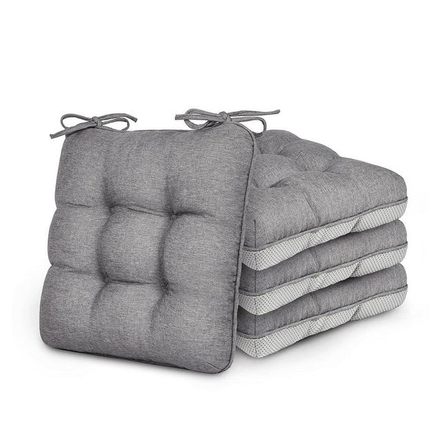 Love's cabin Memory Foam Chair Cushions Set of 4, Outdoor/Indoor Chair Pads for Dining Chairs 4 Pack, Seat Cushions for Kitchen, Dining Room, Office, Patio Chairs, 19"x19"x3.5" Grey