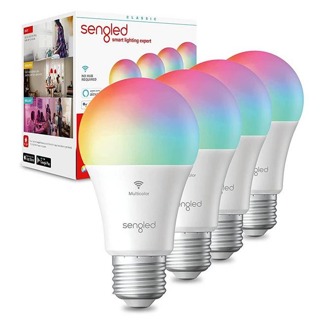 Sengled Smart Light Bulbs, Color Changing Light Bulb, Smart Bulbs that Work with Alexa & Google Assistant, A19 RGB Multicolor Alexa Light Bulb No Hub Required, 60W Equivalent 800LM High CRI>90, 4 Pack