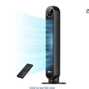DREO Tower Fan for Bedroom, 2026 Upgraded DC Motor, 28ft/s High Velocity, 20dB Ultra Quiet Standing Fan, 8 Speeds 4 Modes, 90° Oscillating Bladeless Fan for Indoors, Floor Fans with Remote, Black
