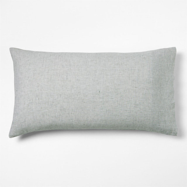 Aire Natural EUROPEAN FLAX ™-Certified Linen Burnt Green Reversible Grid King Bed Pillow Sham