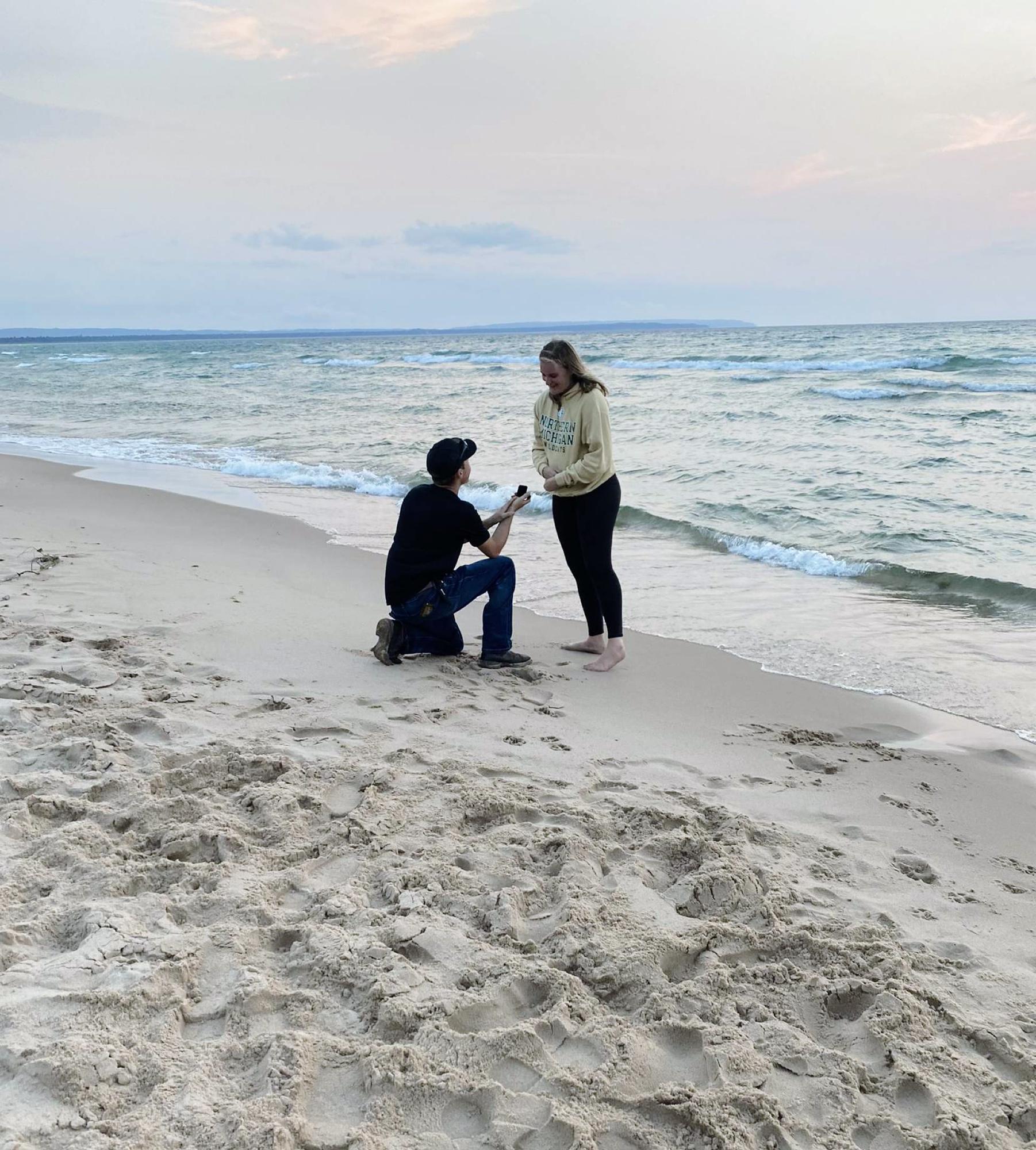 Popping the question at Lake Michigan