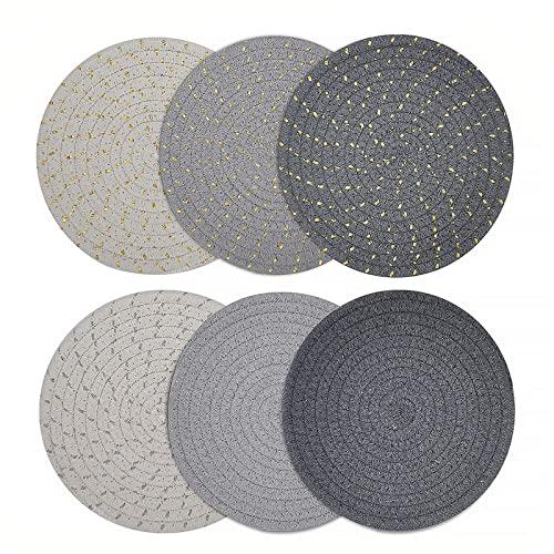 TIKBON 6pack 7" Cotton Thread Weave Hot Pads,Coasters,Trivet Mat for Pans and Hot Pots,Insulated Non Slip Pot Holders