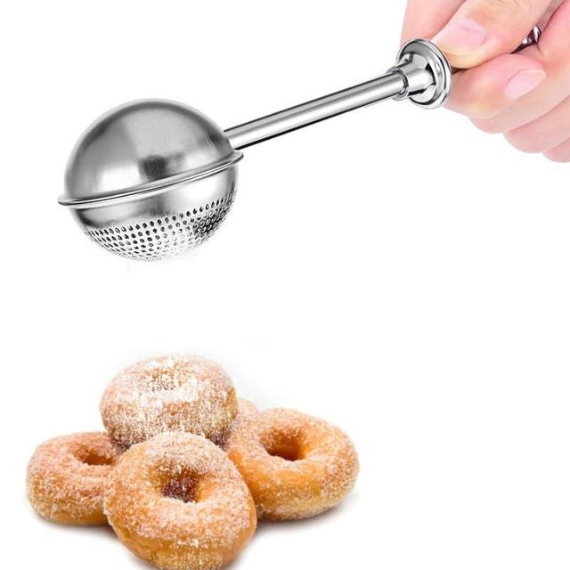 Powdered Sugar Shaker Duster Mini Sifter Flour Duster For Bread Baking With 18/8 304 Stainless Steel Spring Operated Handle For Sugar Flour And Spices