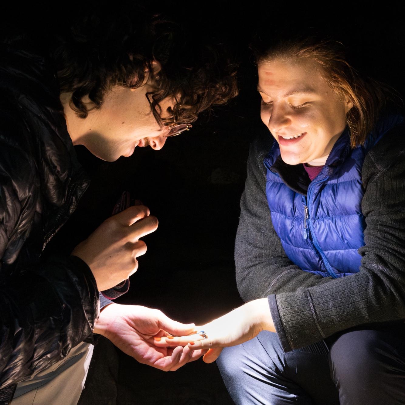 Jeremy proposed to Izzie in Lava River Cave on May 28, 2024