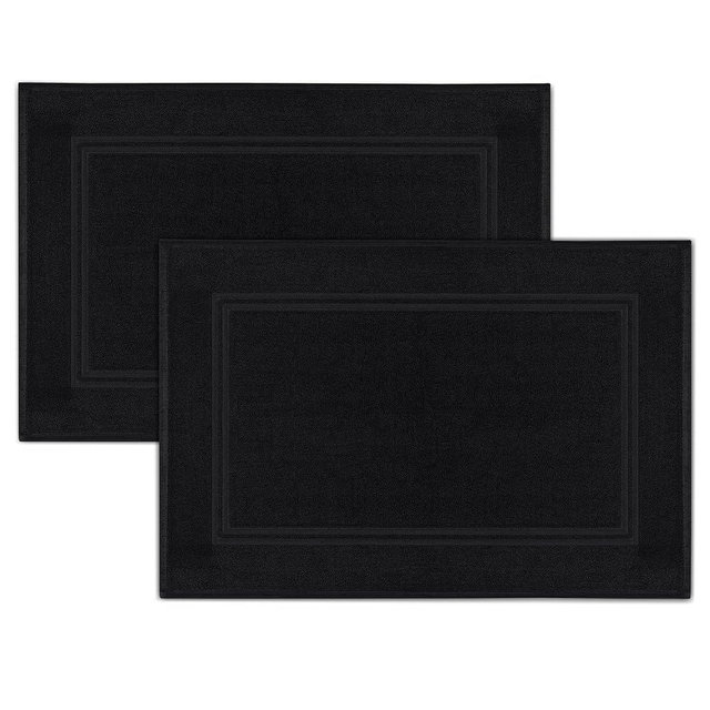 Tens Towels Pack of 2 Bath Mats 100% Cotton, 20 x 32 Inches, Super Absorbent, Hotel Quality Premium Floor Towels, Luxurious, Soft & Quick Dry, Not a Bathroom Rug, Black
