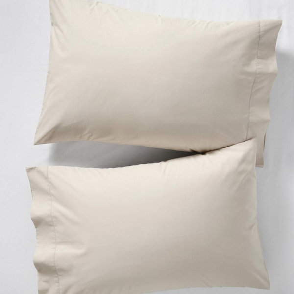 Pima Percale Pillowcases, Set of Two - King (Silver Sand)