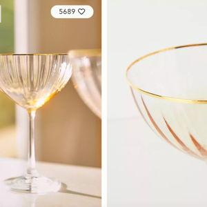 Waterfall Coupe Glasses, Set of 4