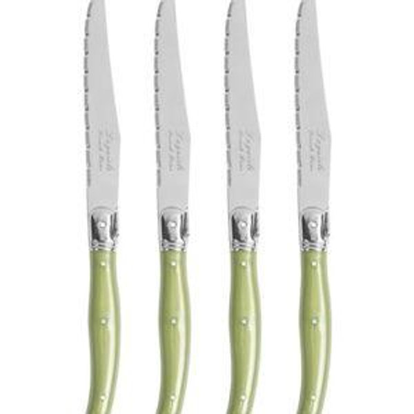 French Home Set of 4 Laguiole Steak Knives, Spring Green - Overstock - 38328371