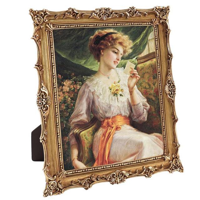 8x10 Vintage Picture Frame, Gold Hand-Crafted Resin Picture Frame with Easel & Hook, Home Décor for Tabletop Wall Hanging
