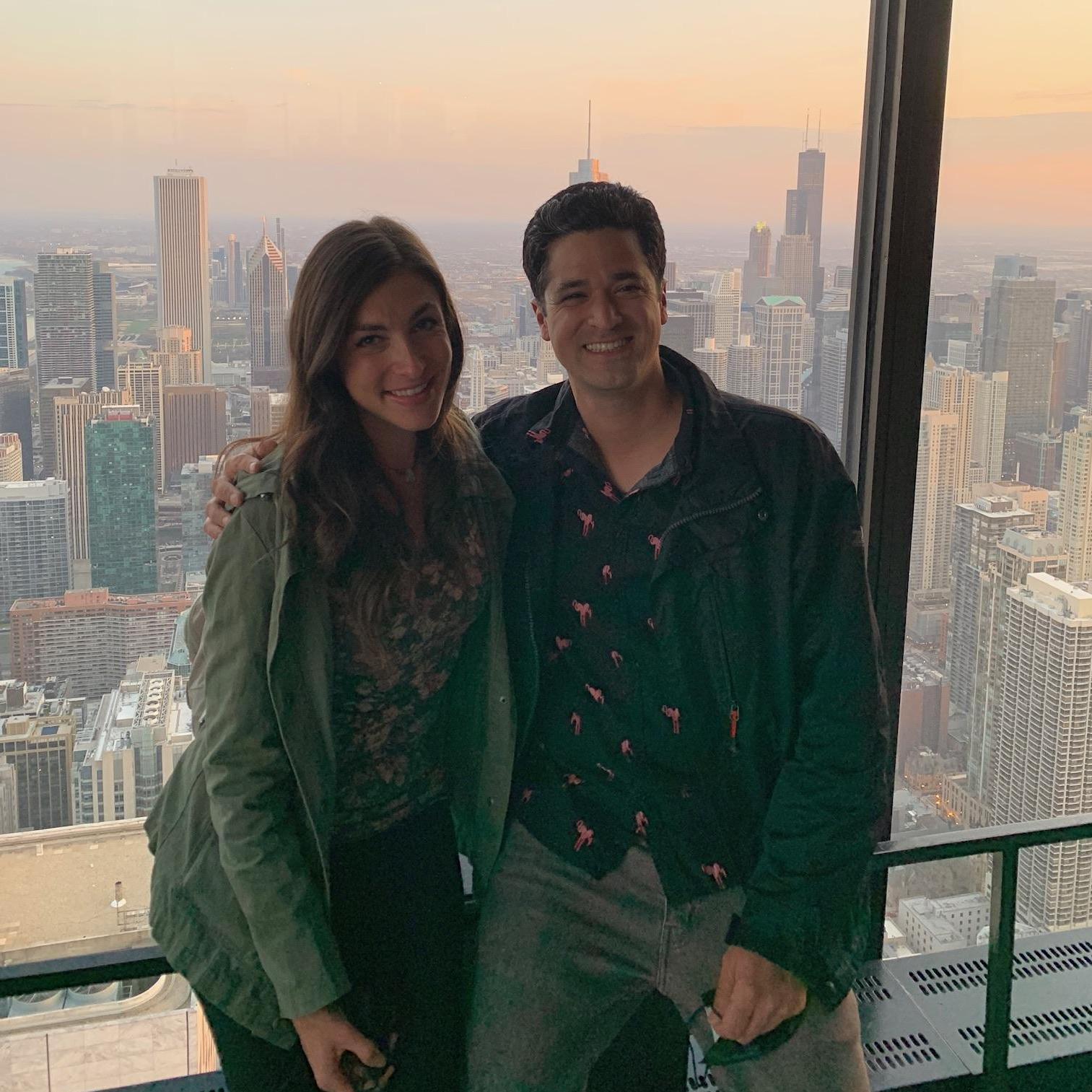 Top of the John Hancock Tower looking down at downtown Chicago